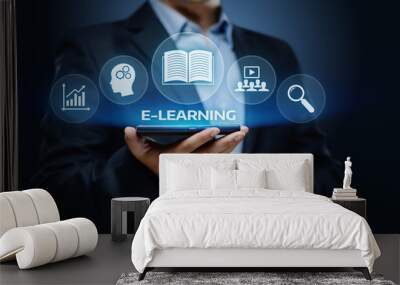 E-learning Education Internet Technology Webinar Online Courses concept Wall mural