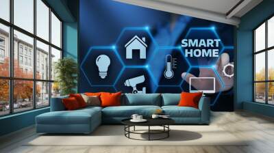 Smart home Automation Control System. Innovation technology internet Network Concept Wall mural