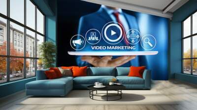 Video Marketing Advertising Businesss Internet Network Technology Concept Wall mural