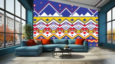 Gemetric ethnic oriental ikat pattern traditional Design for background,carpet,wallpaper,clothing,wrapping,batic,fabic,vector illustraion.
embroidery style. Wall mural