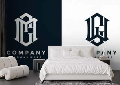 The letters CM, CW logo, monogram style Wall mural