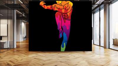 Drunken Kung fu pose designed using melting colors graphic vector. Wall mural