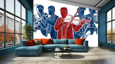 Group of Musician Orchestra Instrument Cartoon Graphic Vector Wall mural