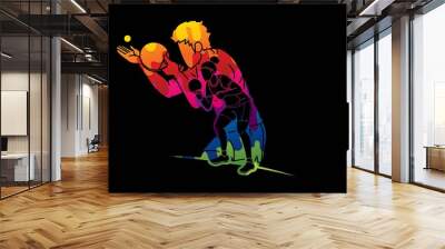 Group of Ping Pong players, Table Tennis players action cartoon sport graphic vector. Wall mural