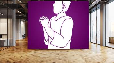 Praise God, Prayer, Christian praying, Thank you GOD graphic vector
 Wall mural