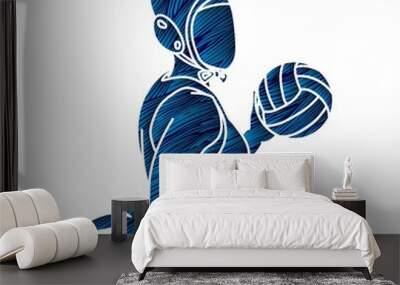 Water polo players action cartoon graphic vector Wall mural