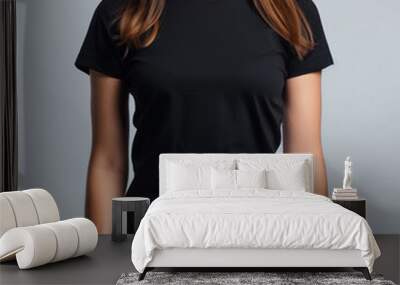 Blank black female t shirt mockup Wall mural