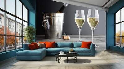 two glasses of champagne and cooler Wall mural