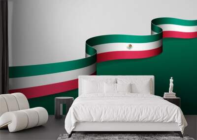 Mexico ribbon flag background. Wall mural