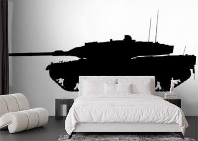 Leopard 2 main battle tank, German military vehicle. Detailed realistic silhouette Wall mural