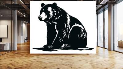 Bear Resting in the Wild Silhouette – Ideal for Nature and Rustic Graphics Wall mural