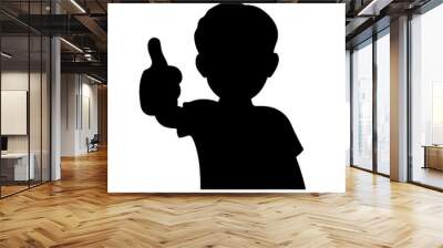 Cheerful Thumbs Up Child Silhouette Vector Illustration Wall mural