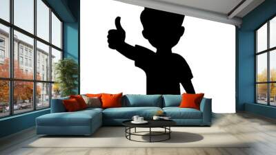 Kid’s Thumbs Up Gesture Silhouette Vector Illustration Transparent Background Wall mural