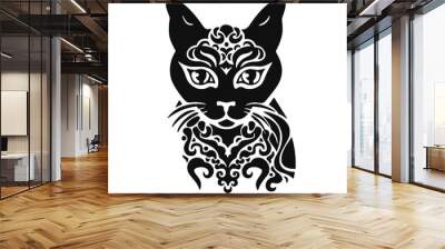 ornamental cat silhouette vector illustration transparent background Wall mural