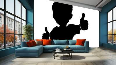 Silhouette of Confident Kid Thumbs Up Vector Illustration Transparent Background Wall mural