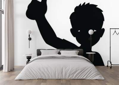 Smiling Child with Thumbs Up Silhouette Vector Illustration Wall mural