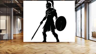 Spartan Hero Silhouette Vector Illustration Transparent Background Wall mural