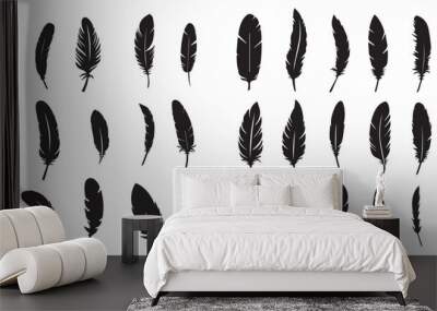 Set of silhouette feather vector collection Wall mural