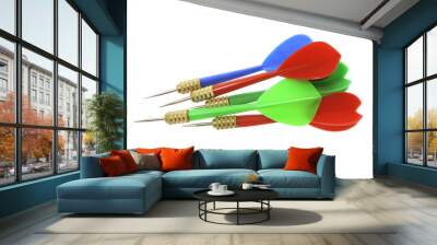 Darts on Isolated White Background Wall mural