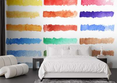 Watercolor vector stripe brush colorful rainbow palette background Wall mural