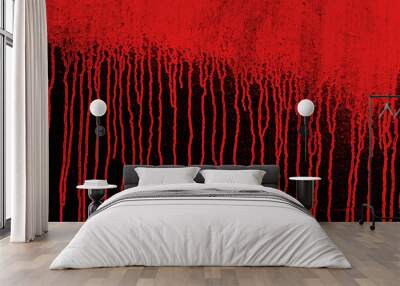 Red paint running down the black wall Wall mural