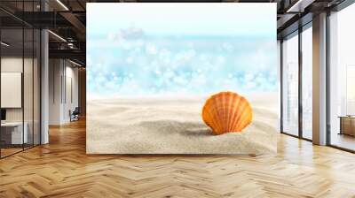 Shell on a sandy beach Wall mural