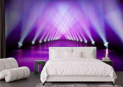 Stage podium during the show. Purple carpet. Fashion runway. Vector illustration. Wall mural