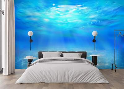 Swimming pool under water. Watering place. Sandy beach. Vector illustration. Wall mural