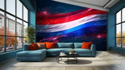 This digital illustration features the Thailand flag, showcasing crisp and clean lines with vibrant horizontal stripes of red, white, blue, white, and red set against a bright background Wall mural