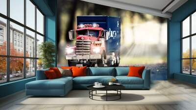 Truck at sunset Wall mural