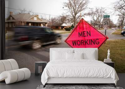 men working sign 02 Wall mural