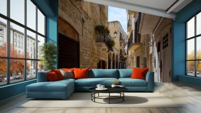 Charming narrow street in the old town of Bari, Puglia, Italy Wall mural