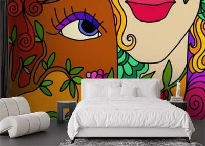 abstract face Wall mural