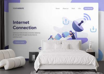 Landing page template of Internet Connection Illustration Concept. Modern flat design concept of web page design for website and mobile website.Vector illustration Wall mural