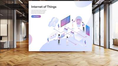 Landing page template of Internet of Things Illustration Concept. Modern Flat design concept of web page design for website and mobile website.Vector illustration Wall mural