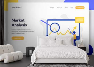 Landing page template of Market Analysis Illustration Concept. Flat design concept of web page design for website and mobile website.Vector illustration Wall mural