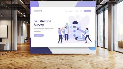 Landing page template of Satisfaction Survey illustration Concept. Modern flat design concept of web page design for website and mobile website.Vector illustration Wall mural