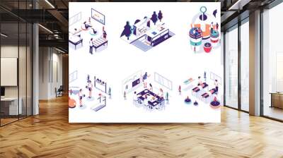 office people and co-working space illustration set. modern flat design concept for website and mobi Wall mural