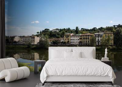 view of the river and bridge Florence Italy Wall mural