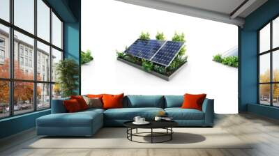 Set of solar street lamp, each street lamp is installed with two solar panels on transparency background PNG
 Wall mural