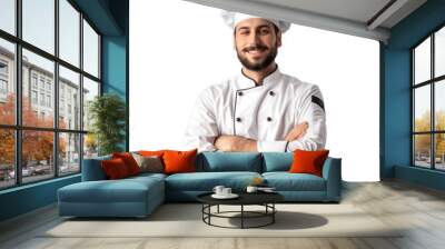 Smiling young chef with crossed arms looking at camera on transparency background PNG
 Wall mural