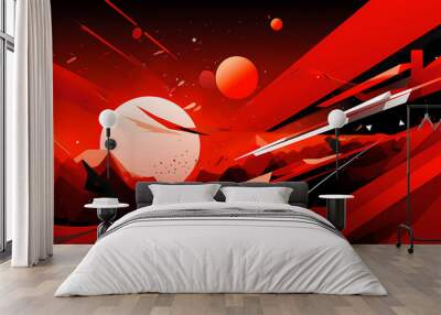 Red Abstract Art Deco Background Wall mural