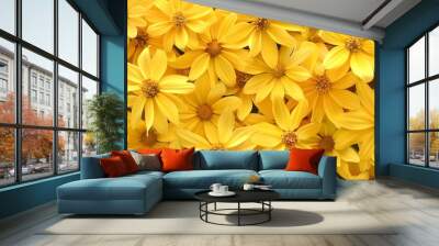 a close up of yellow flowers, Generative AI Wall mural