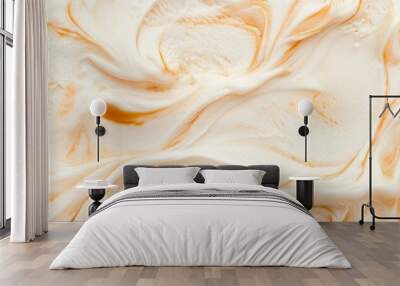 A creamy vanilla ice cream texture with rich caramel swirls, Generative AI Wall mural