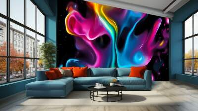 Abstract colors on black background, slime wallpaper 3D, Generative AI  Wall mural