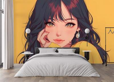 anime style. cute kpop idol girl on a simple one color background, Generative AI Wall mural