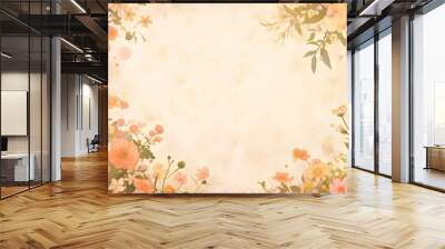 Background with a floral frame featuring spring flowers, Generative AI  Wall mural