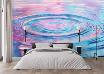 calming pastel blue and pink water ripples,  Generative AI Wall mural