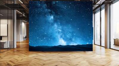 dark sky at night, filled with an abundance of twinkling stars shining brightly above, Generative AI  Wall mural