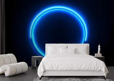 glow blue led circle on black background, Generative AI Wall mural